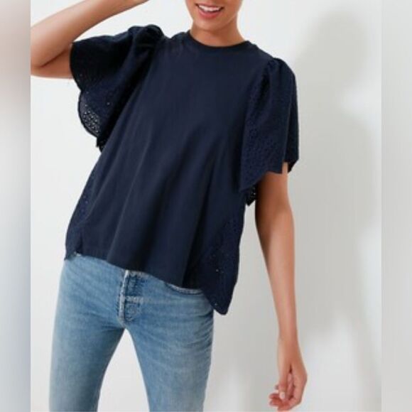 Pomander Place Emi Eyelet Lace Tee- SZ M - Picture 3 of 9